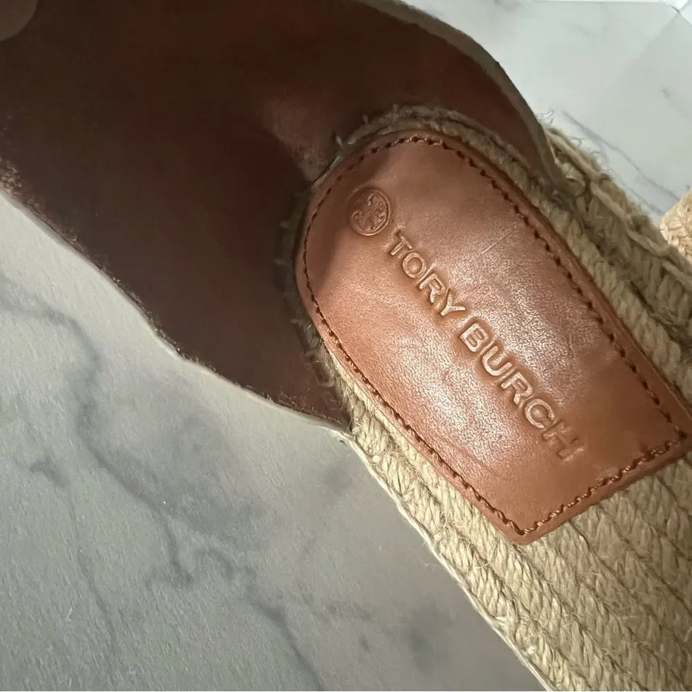 Tory Burch Shelby Snakeskin-Embossed Leather Espadrille Sandals, New, Size11